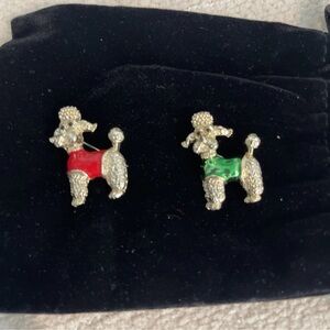 Vintage Animal Brooch Pins Red Green
& Gold Tone Set Of 2